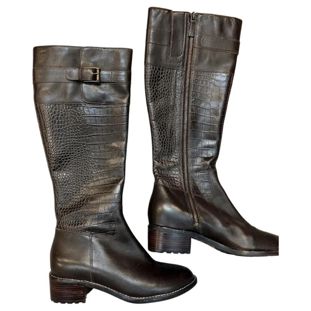 Cole Haan Nike Air crocodile embossed tall riding boots